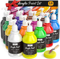 Nicpro 14 Colors Acrylic Paint Set (10oz/300ml), Large Bulk Acrylic Paints kits Rich Pigment Art Painting Supplies for Artists, Beginners, Adults on Rock Crafts Canvas, Wood, Ceramic with Pump