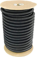 Elastic Bungee Cord. 3/16", 3/8", 1/4", 5/16", 1/8". 50 and 100 Foot Spools. Weather and Abrasion Resistant. Used for Tie Downs, Crafting, DIY Projects. Black Shock Cord. Made in the USA