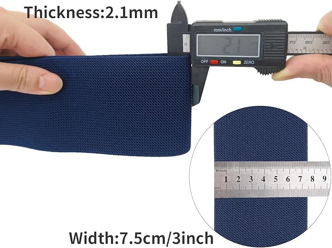 Navy Blue Knit Elastic Band 3 inch 5 Yards Double-Side Twill Woven Elastic Heavy Stretch Elastic Spool for Sewing Pants Waistband, Wigs, Skirts, Craft DIY Projects (#18)