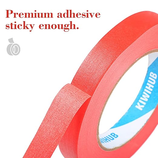 Red Painters Tape,0.7" x 60 Yards x 3 Rolls (180 Yards Total) - Medium Adhesive Masking Tape for Painting,Labeling,DIY Crafting,Decoration and School Projects