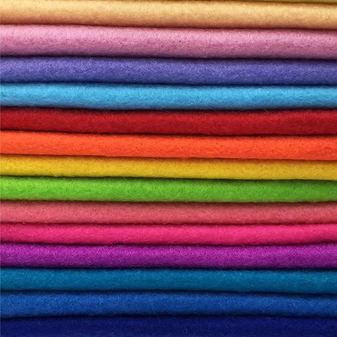 flic-flac 28pcs 8 x 8 inches (20cmx20cm) 1.4mm Thick Soft Felt Fabric Sheet Assorted Color Felt Pack DIY Craft Sewing Squares Nonwoven Patchwork