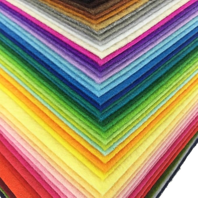 42pcs Felt Fabric Sheet 4"x4" Assorted Color DIY Craft Squares Nonwoven 1mm Thick