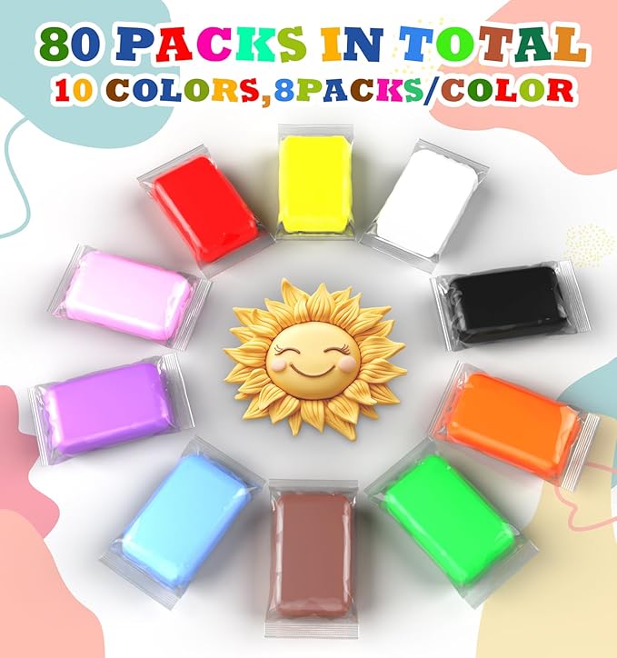 Air Dry Clay 80 Packs Foam Clay Air Dry Foam Clay for Kids, Moldable Super Light Weight Clay Perfect for Arts, Crafts, Classroom Teaching