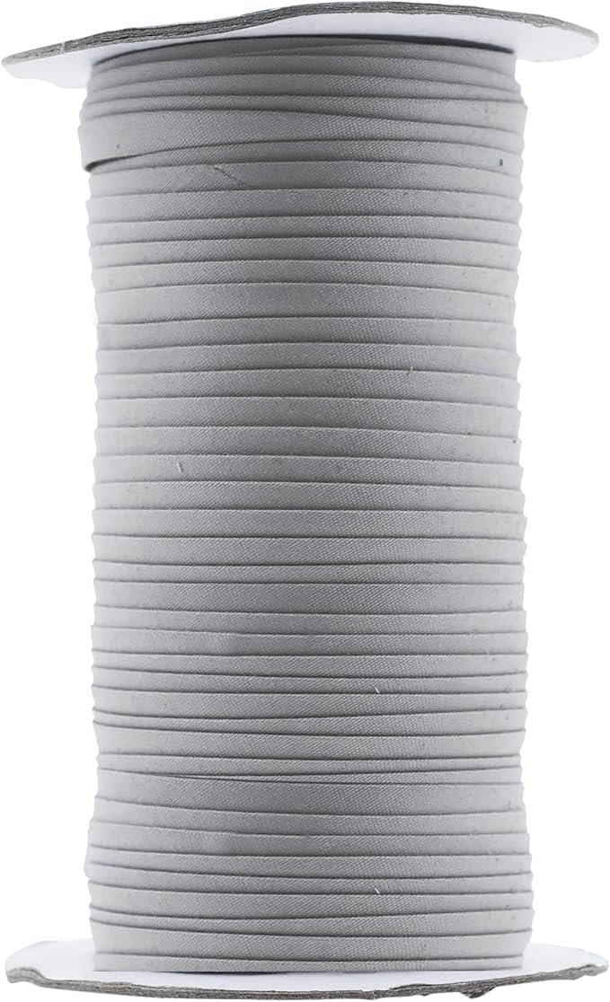 Mandala Crafts 55 Yards 1/4 Inch Gray Double Fold Bias Tape for Sewing - Bias Binding Tape for Quilting Binding, Hemming, Seam, and Fabric Piping