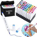 60 Colors Alcohol Markers with Base Dual Tip Drawing Markers for Comics Coloring Sketching Illustration,Stocking Stuffers, Christmas Gift Idea for Teens
