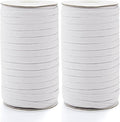 160 Yards Elastic Band 1/4 inch Wide White Elastic Strap High Elastic Cord for Sewing Waistband and Pants Waist, 2 Rolls, 80 Yards/Roll