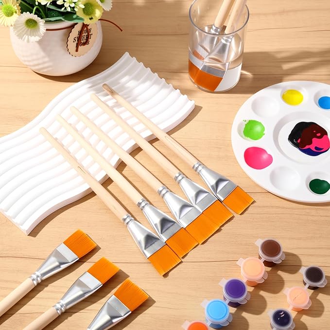 Crtiin 60 Pcs Operation Christmas Bulk Items Paint Brush for Acrylic Painting Paintbrushes Bulk Artist Brush for Detail Watercolor Oil Art(Wood Color,1 Inch)