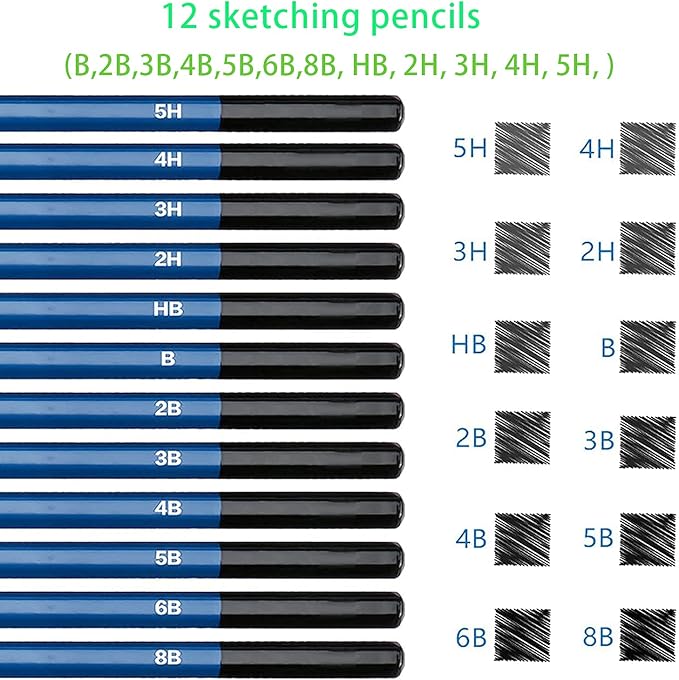 ELEAZAR SKETCHING PENCIL SET: colorful water-soluble pencils, sketching pencils, sketchbook, portable zippered drawing tool set The perfect drawing set for kids, teens and adults (42-Piece)