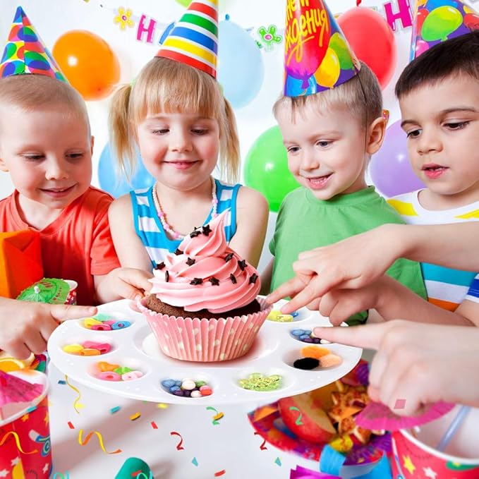 Hulameda 28 Pcs Paint Tray Palettes Plastic for Kids to Put Cupcake and Art Painting