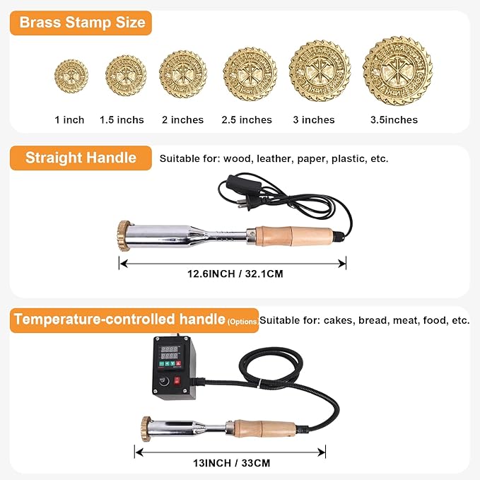 Sunamd Custom Electric Branding Iron for Wood, 300W Wood Branding Iron Personalized Logo Stamp for Your Crafts, Wood Burning Letter Stamp for Leather Food Plastic, Metal Wedding Stamps Gift(3.5Inches)