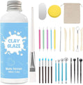 EIGTWEN 100ml Air Dry Clay Glaze and 29pcs Clay tools kit, Matte Clay Varnish Protects Clay from Surface Wear, Pottery Tools Can be Used for Stippling, Carving, Molding, and Shaping Clay Crafts(Matte)