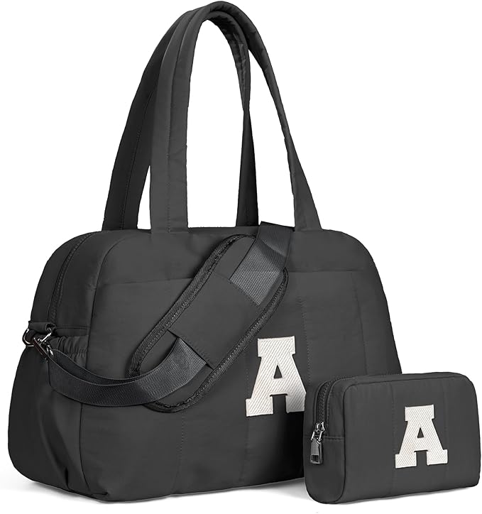 Women Duffle Bag with Initial-Sweet 16 Gifts for Girls, Personal Item Travel Bags，30th 40th Birthday Gifts for Women-Gym Bag with Wet Pocket，Travel Bags Personalized Tote with Makeup Pouch
