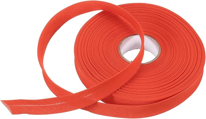 MECCANIXITY 3/4 Inch Single Fold Bias Tape Polyester Continuous Bulk Bias Tape for Sewing, Seaming Quilting Hemming Binding Crafts (Red 25 Yards)