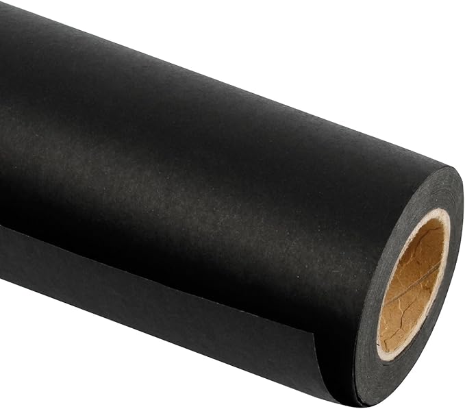 RUSPEPA Black Kraft Paper Roll - 24 inches x 100 feet - Recyclable Paper Perfect for for Crafts, Art, Wrapping, Packing, Postal, Shipping, Dunnage & Parcel