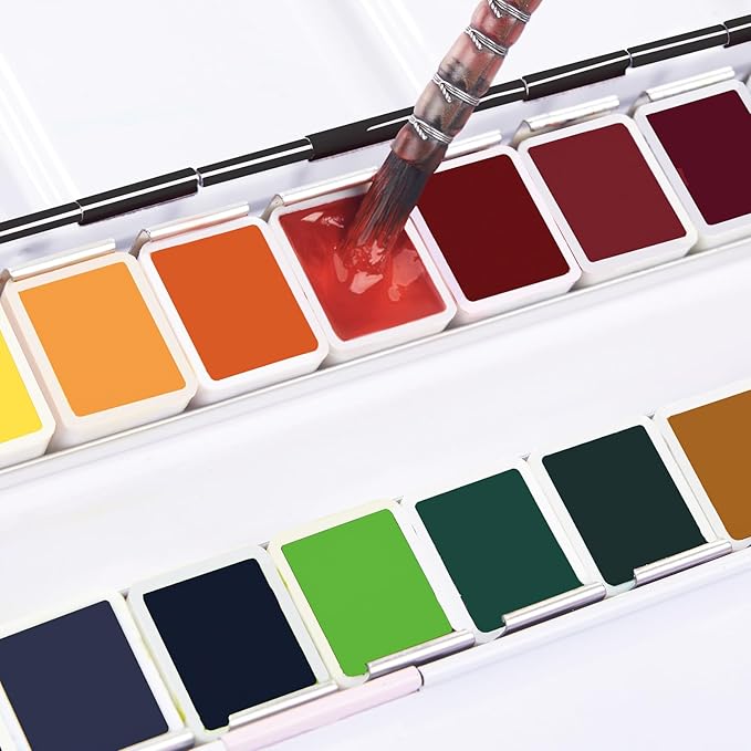 Paul Rubens Artist Watercolor Paint Set,24 Vibrant Colors in Portable Box, Great Lightfastness, Perfect Travel Professional Watercolor Set for Artists, Beginners, Adults