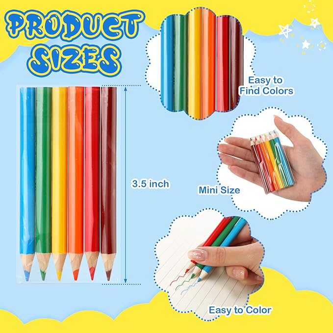Cholemy 200 Sets Mini Colored Pencils 3.5 Inch Portable Short Color Pencil Bulk Coloring Pencils Pre Sharpened Drawing Colored Pencil for Painting Gift 6 Color