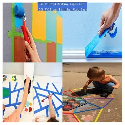 Colored Masking Tape Painters Tape 7 Roll - Masking Tape 1 Inch x 72 Ft (Total 504 Ft), Rainbow Colorful Craft Teacher Tape Great for Arts, Labeling or Coding, DIY, Decoration Room, Classroom Supply