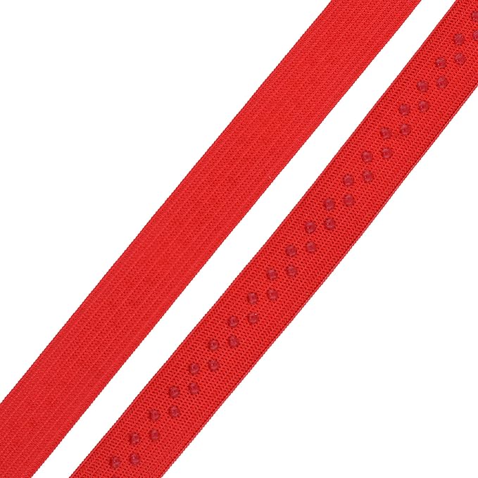 Mandala Crafts 0.5 Inch Elastic Silicone Gripper Tape for Clothing - 10 Yds Dotted Non Slip Elastic Band for Sewing - Red Silicone Flat Fabric Stretchy Ribbon Straps