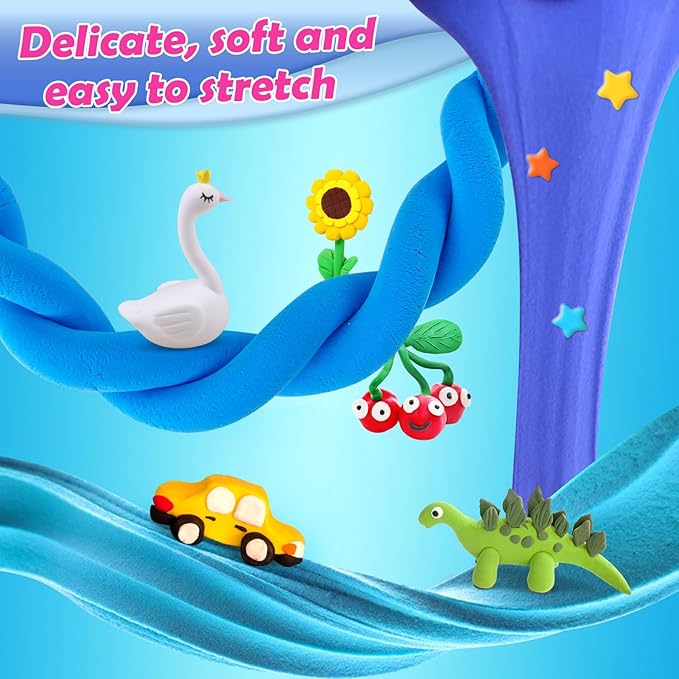 Air Dry Clay 60 Colors, Modeling Clay for Kids, DIY Molding Magic Clay, Gift for Kids Boys Girls