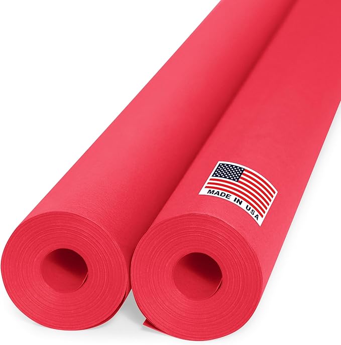 36" x 1200" (100 ft) Red Kraft Paper Roll (Value Pack of 2), 45 lbs Thickness, Made in USA Colored Kraft Paper for School, Bulletin Board - Odorless, Non-Toxic, Safe for Kids