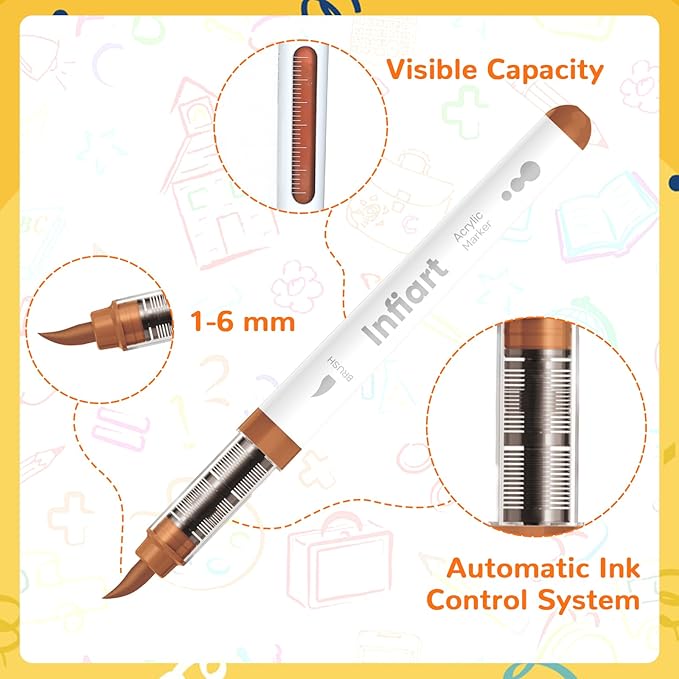 288 Colors Acrylic Paint Markers Brush Tip, Automatic Ink Control Acrylic Paint Pens Waterproof Acrylic Markers Set for Christmas Decorations, Stone, Wood, Glass, DIY & Art Supplies