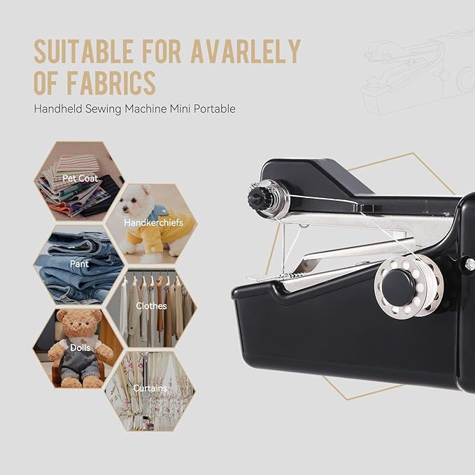Handheld Sewing Machine CS101,Sewing Machines for Beginners,Portable Electric Mini and Samll Hand Held Sewing Machines Kit for Adults and Kids Black Set