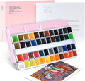 Paul Rubens Artist Grade Watercolor Paint, 48 Colors Solid Cakes with Palette and 100% Cotton Hot Press Watercolor Block for Artists, Beginners, Hobbyists, Students