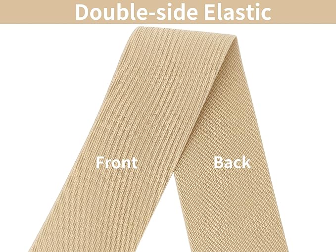 Khaki Wide Knit Elastic Band for Sewing 3 inch 5yards Double-Side Twill Woven Elastic Heavy Stretch Elastic Spool Band for Sewing Pants Waist-Wigs-Skirts-Craft-DIY Projects