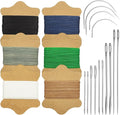 17 pcs Leather Stitching Kit, SourceTon Upholstery Needle and Thread, 6 Colors Thick Sewing Thread for Fabric, Leather, DIY, Clothing, Sewing