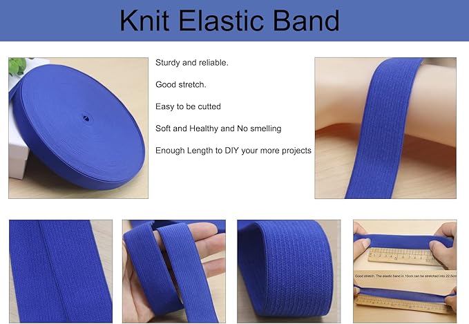 Royal Blue Knit Elastic Band for Sewing 40 Yards 3/4 inch-20mm Flat Heavy Stretchy Elastic Straps Elastic Band Spool for DIY Craft-Bedspread-Clothing-Pants Waistband-Wigs-Skirts- DIY Projects