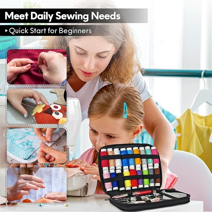 OKOMER Sewing Kit, Sewing Kit for Adults, Needle and Thread Kit, Travel Sewing Supplies,Small Mini, Basic, Beginner, Gifts for Women,Stocking Stuffers for Teen Girls,Christmas Gifts for Grandkids, (M)