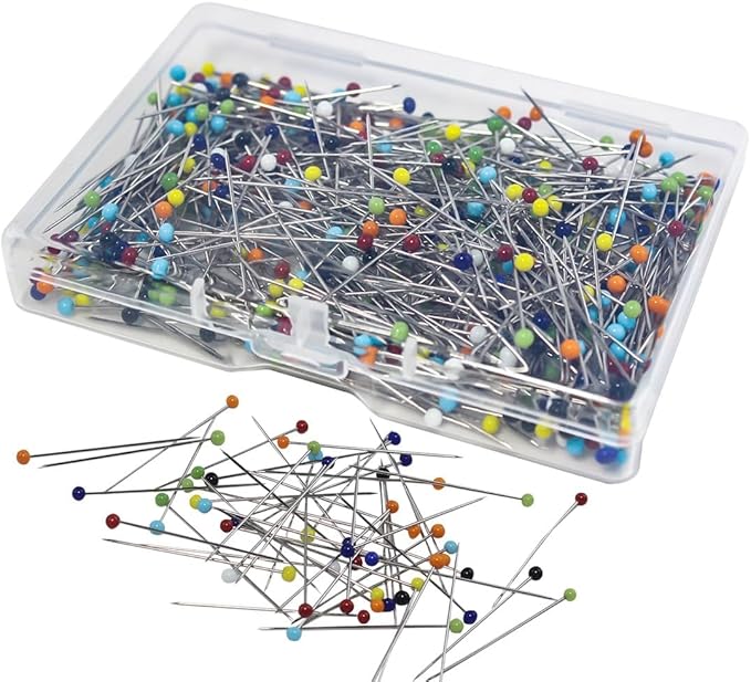 Dressmaker's Sewing Pins - 500 Count, Straight Pins with Colored Glass Heads (1-1/2 Inch), Ideal for Quilting & Fabric