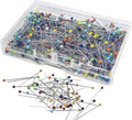 Dressmaker's Sewing Pins - 500 Count, Straight Pins with Colored Glass Heads (1-1/2 Inch), Ideal for Quilting & Fabric