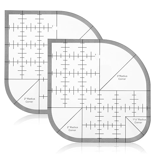 2Pcs Acrylic Curved Corner Cutter Ruler, Sewing Rulers and Guides for Fabric, Patchwork Quilting Rulers, Quilting Templates for DIY Supplies Multifunctional Tool