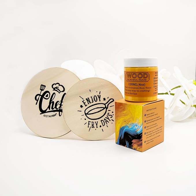 DGAGA Wood Burning Paste Wood Burning Gel for Heat Gun Heat Activated Paste for Craft Chalk Paste for Wood Burning Etching Marker Stencil Wood Working Tools and Accessories on Wood,Canvas,Denim 4 OZ