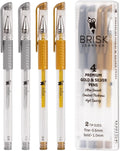 4 Gold Silver Gel Pens - 0.6 & 1.0mm Fine & Bold for Artists - Metallic Ink for Art, Drawing, Black Paper, Coloring, Journaling, Wedding, Scrapbook