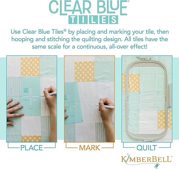 Kimberbell Clear Blue Tiles Expansion Set Bundle – Expansion Set 1 & 2 – 29-Piece Quilting System for Larger Hoops, Block-by-Block Custom Quilting on Your Embroidery Machine