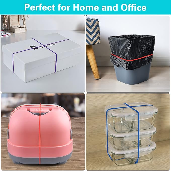 Coopay 120 Pieces Large Rubber Bands Bulk, 8 Inches Heavy Duty Strong Elastic Bands for Office Supply School Home, Securing Trash Can Garbage Cans, File Folders (Multicolor)