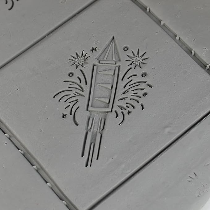 Firework Clay Texture Roller (4") - America Set #01 - Embossing Pattern Roller for Polymer & Ceramic Clay, Pottery & Crafts