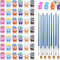 12-Set (168 Pieces Total) Acrylic Washable Paint Kit with 12 Colors and 24 Brushes - Ideal for Home Art Projects, Classroom Activities, and Birthday or Art Parties