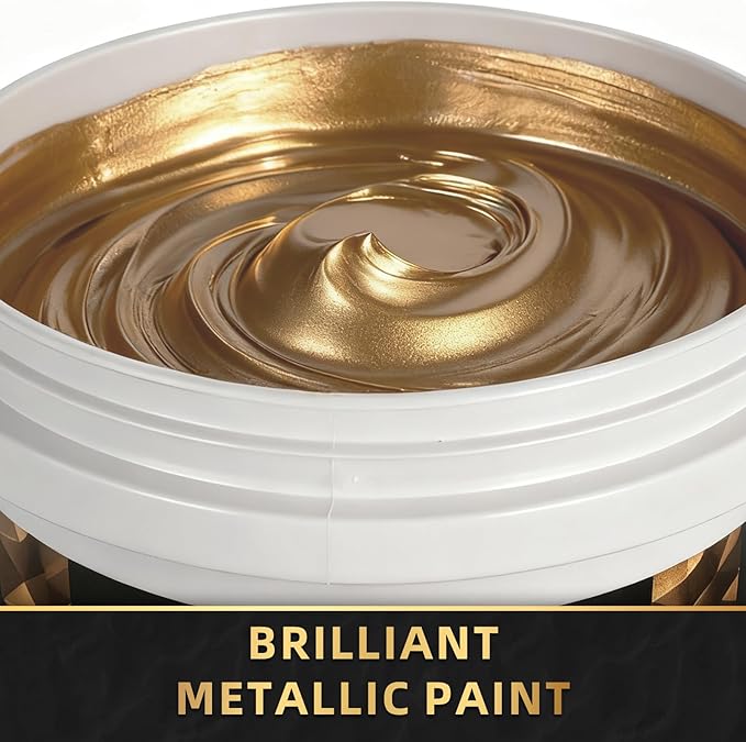 Falling in Art Gold Metallic Acrylic Paint, 33.8 Oz Heavy Body Gold Leaf Paint, Non-Toxic Art Paints for Metal, Furniture, Canvas, and DIY Crafts