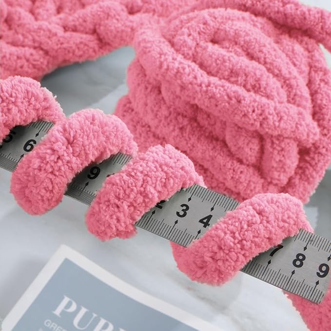 HOMBYS 8 Pack Assorted Chunky Yarn for Crocheting,Super Bulky Large Soft Fluffy Yarn,Plush Fuzzy Yarn,Thick Chenille Yarn for Hand Knitting/Arm Knitting,4 Pink,4 Rose Red(27yds,8 oz Each Skein)