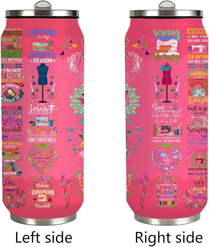 Sewing Tumbler Gifts For Women Girls Sewing Stainless Steel Insulated Tumbler With Straw Lid,Sewing Gifts For Women Quilting Crochet Lover Mom Grandma 17 Oz