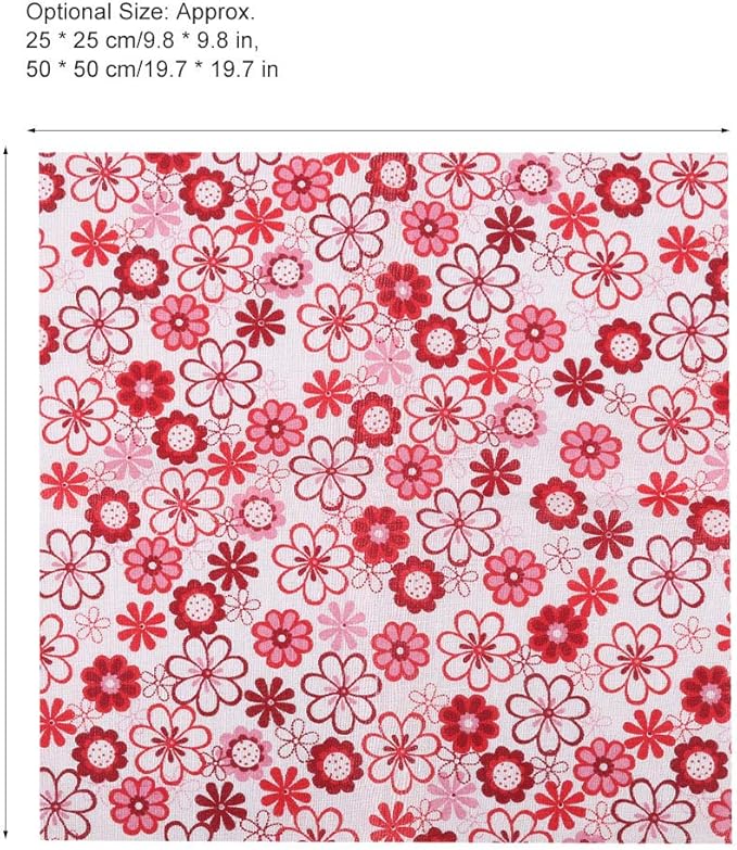 7Pcs Fat Quarters Fabric Bundles, 20 × 20inch Red Flowers Cotton Fabric Bundle Precut Fat Squares Sheets for DIY Patchwork Sewing Quilting Crafting