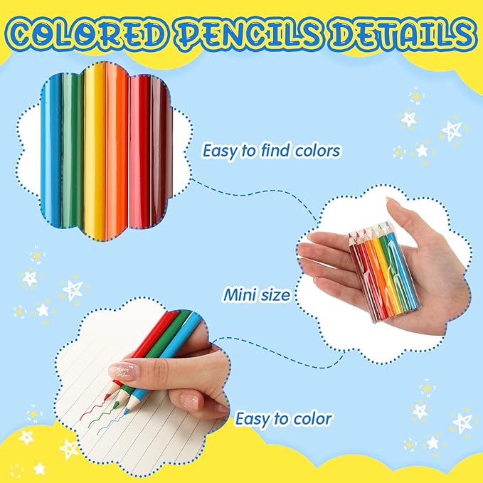 Cholemy Mini Colored Pencils 3.5 Inch Portable Short Color Pencil Bulk Coloring Pencils Pre Sharpened Drawing Colored Pencil for Painting Gift 6 Color