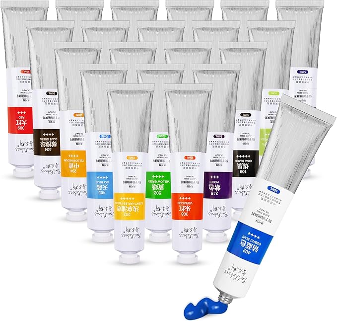 Paul Rubens Oil Paint, 20 Bright Oil Colors with High Saturation, 50ml Large Capacity Tubes, Faster Drying Time with Creamy Texture and Consistency for Artists, Students, Beginners