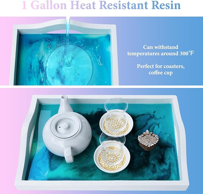 Epoxy Resin 1 Gallon - Crystal Clear Epoxy Resin Kit - Self-Leveling, High-Glossy, No Yellowing, No Bubbles, Perfect for Crafts, Table Tops, DIY 1:1 Ratio