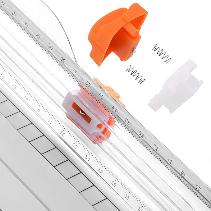 Firbon A4 Paper Cutter 12 Inch Titanium Paper Trimmer Scrapbooking Tool with Side Ruler for Craft Paper, Coupon, Label, Cardstock (White)