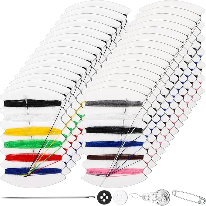 Yuxung 200 Pcs Mini Travel Sewing Kits Bulk Small Emergency Repair Kit with Needles Buttons Threader Thread Safety Pins for Home Wedding Hotel Necessities Tools Essentials Gift