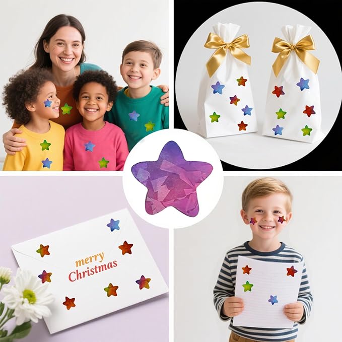 1500 Pcs Holographic Star Stickers Multi-Color Shiny Stars for DIY Crafts, Reward Charts, Student Planners, Classroom Supplies, Scrapbooking, Sealing Stickers & More